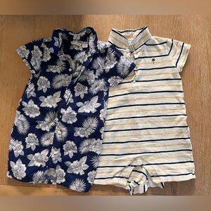 Janie & Jack Bundle boys summer rompers sz 12-18m Hawaiian beachy vacation